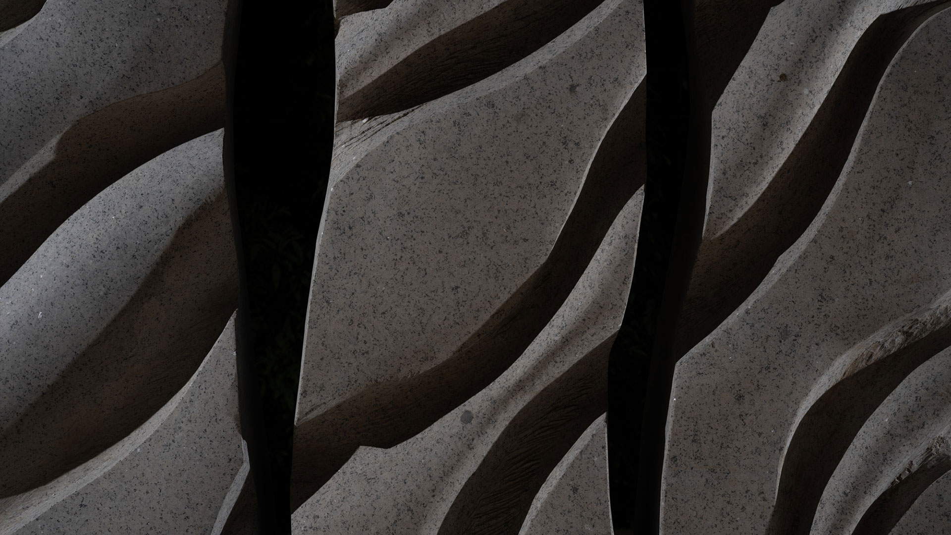 Tatsumi Sakai’s Door of Water (2023), an abstract stone sculpture with flowing curves and openings, installed at King Abdulaziz Historical Center (KAHC) in Riyadh, symbolizing the dynamic and transformative nature of water.